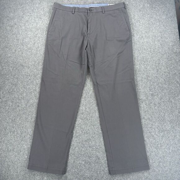 Haggar Premium Grey Straight Fit Flat Front Chinos 38x32 - Picture 1 of 9